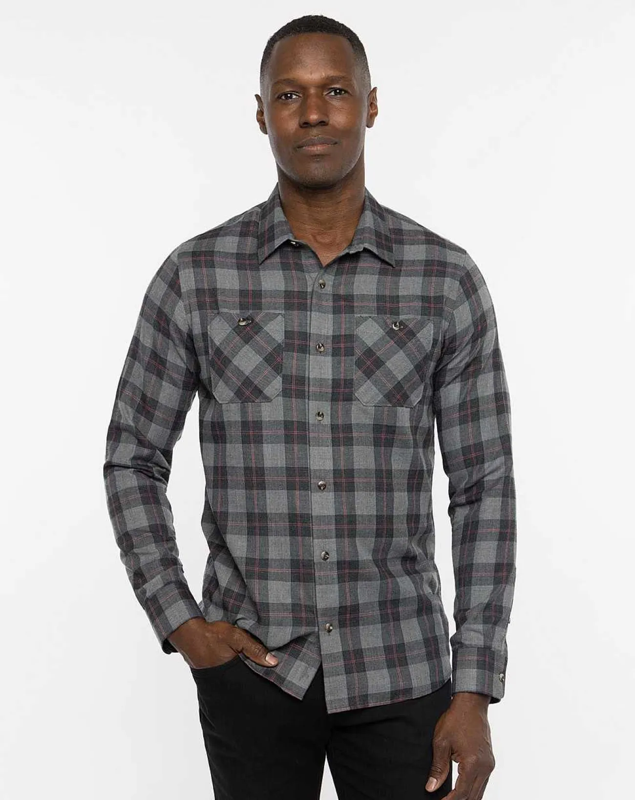 TravisMathew Button-Ups>Cloud Flannel Plaid Button-Up