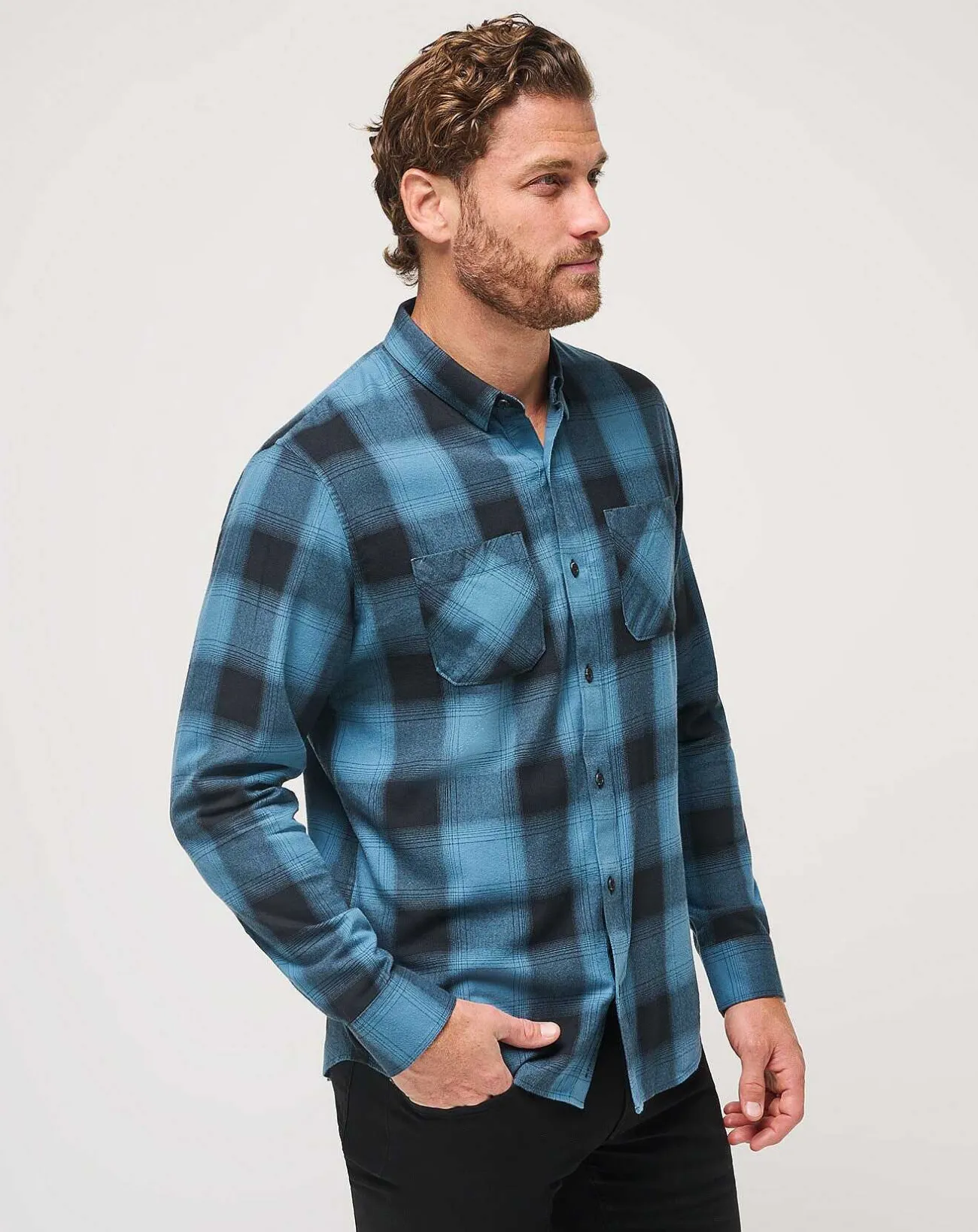 TravisMathew Button-Ups>Cloud Flannel Plaid Button-Up