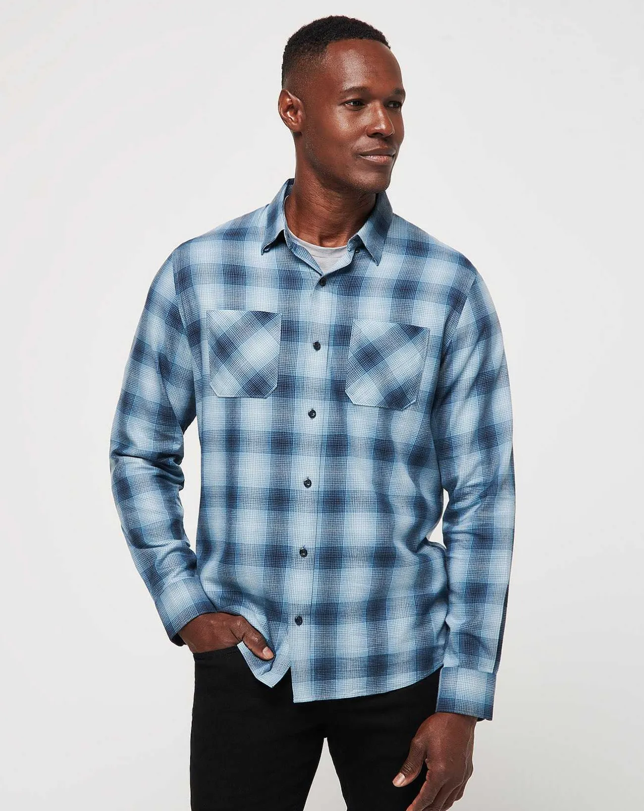 TravisMathew Button-Ups>Cloud Flannel Plaid Button-Up