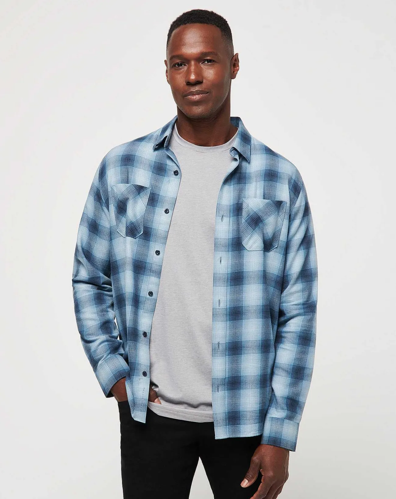 TravisMathew Button-Ups>Cloud Flannel Plaid Button-Up
