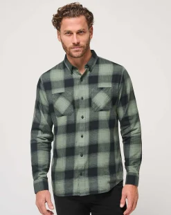 TravisMathew Button-Ups>Cloud Flannel Plaid Button-Up