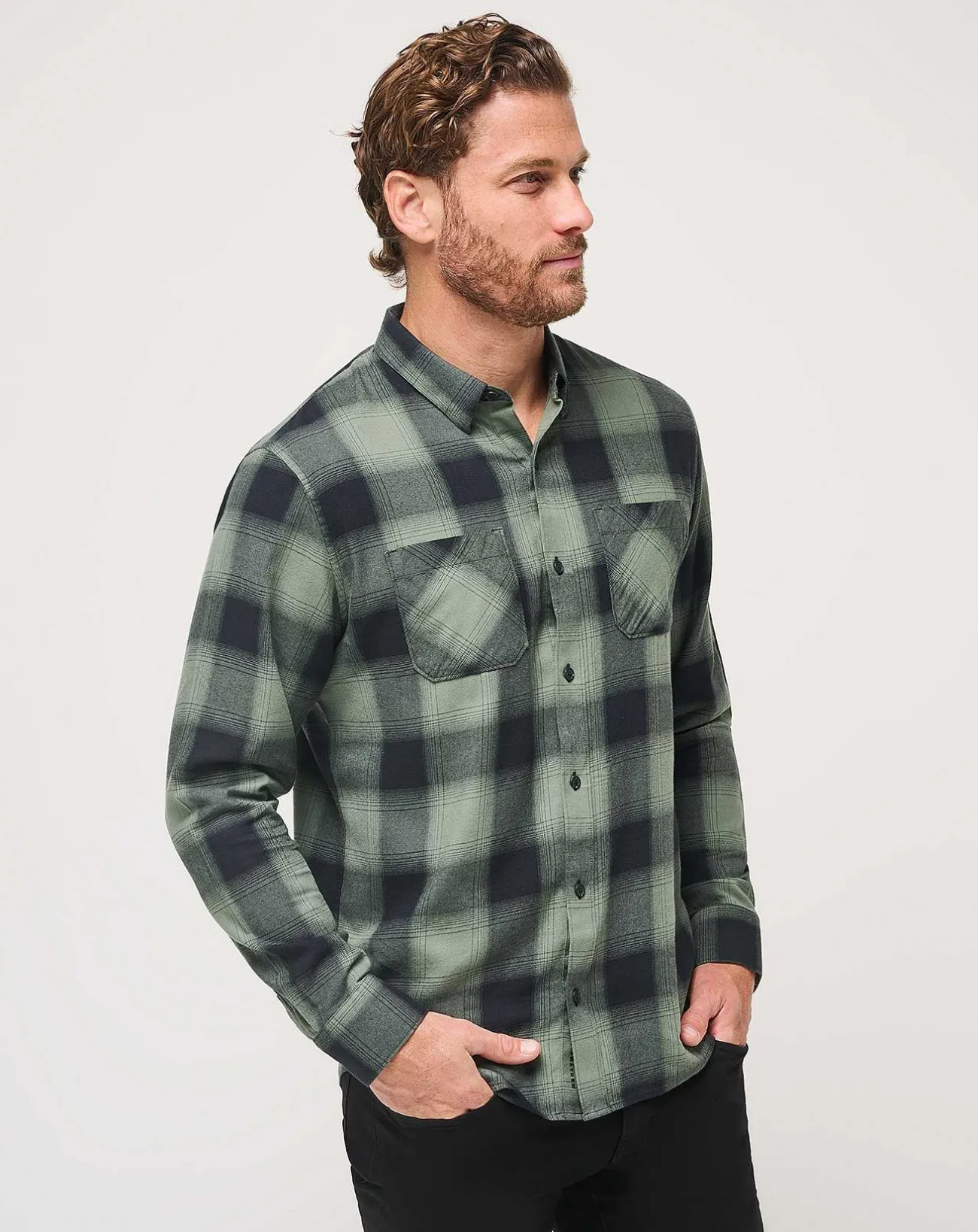 TravisMathew Button-Ups>Cloud Flannel Plaid Button-Up