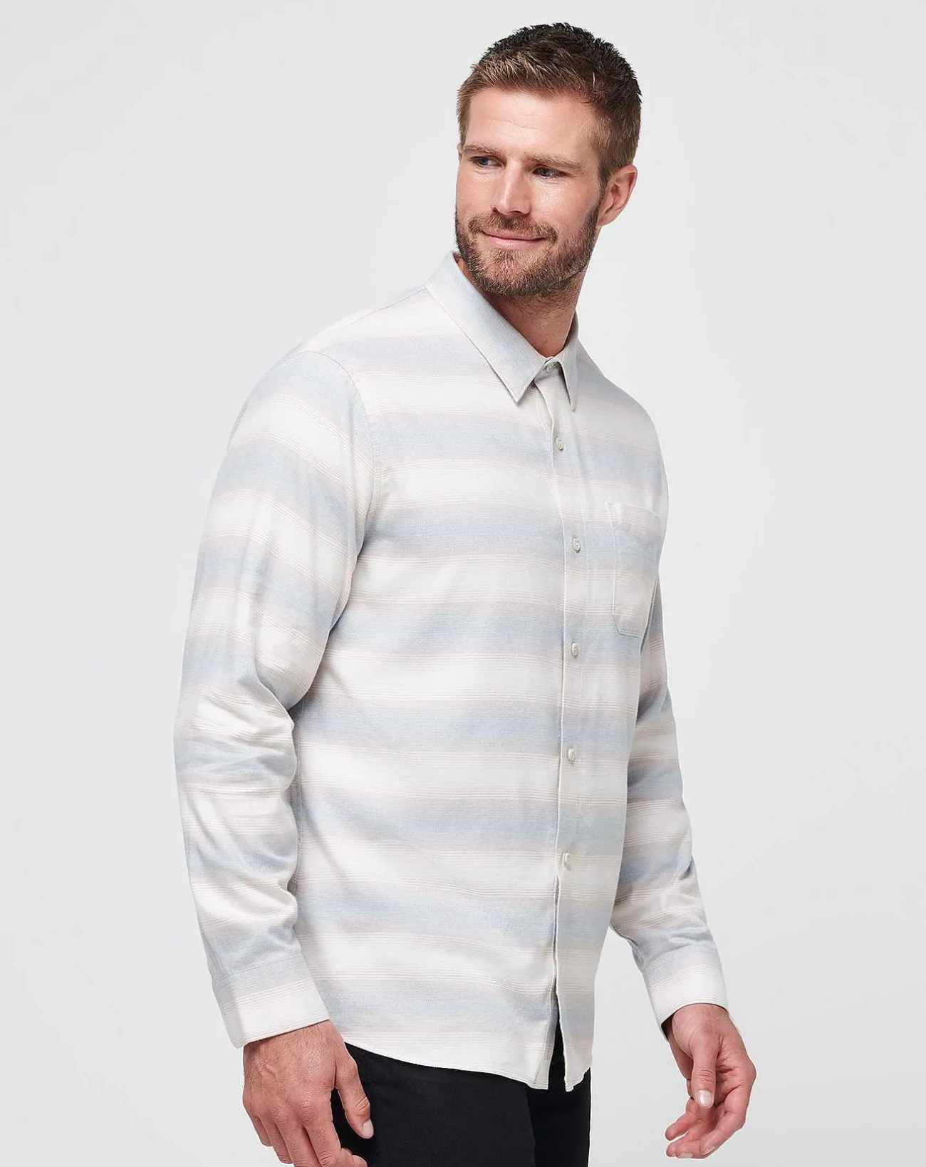 TravisMathew Button-Ups>Cloud Flannel Stripe Button-Up