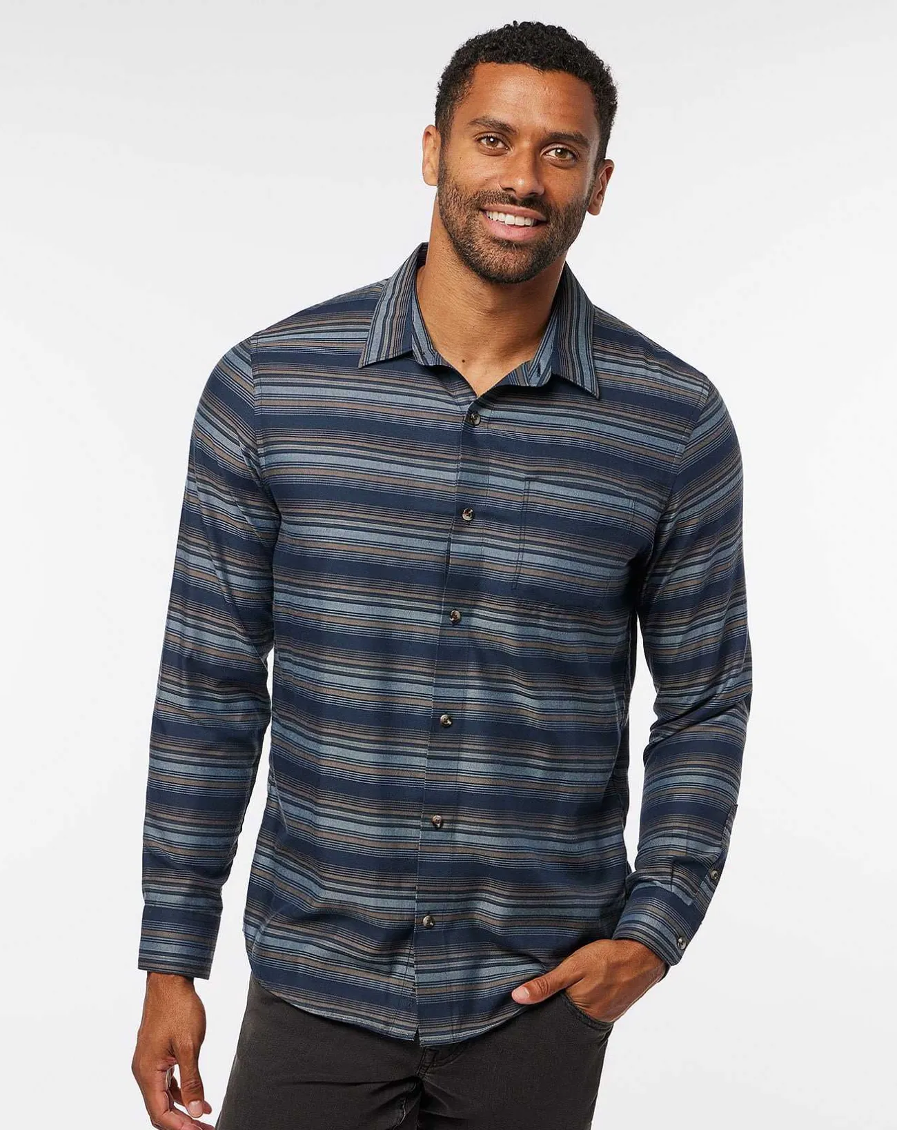 TravisMathew Button-Ups>Cloud Flannel Stripe Button-Up