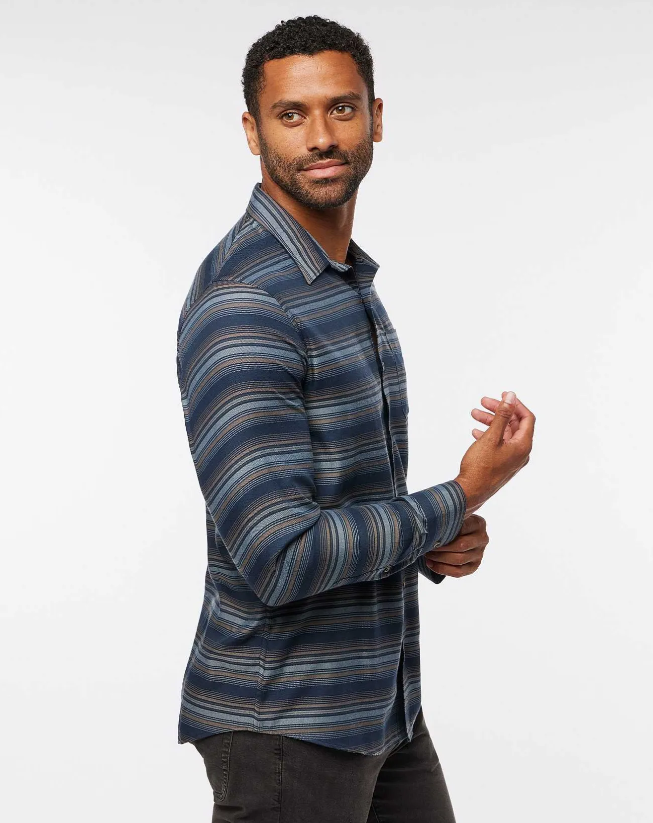 TravisMathew Button-Ups>Cloud Flannel Stripe Button-Up