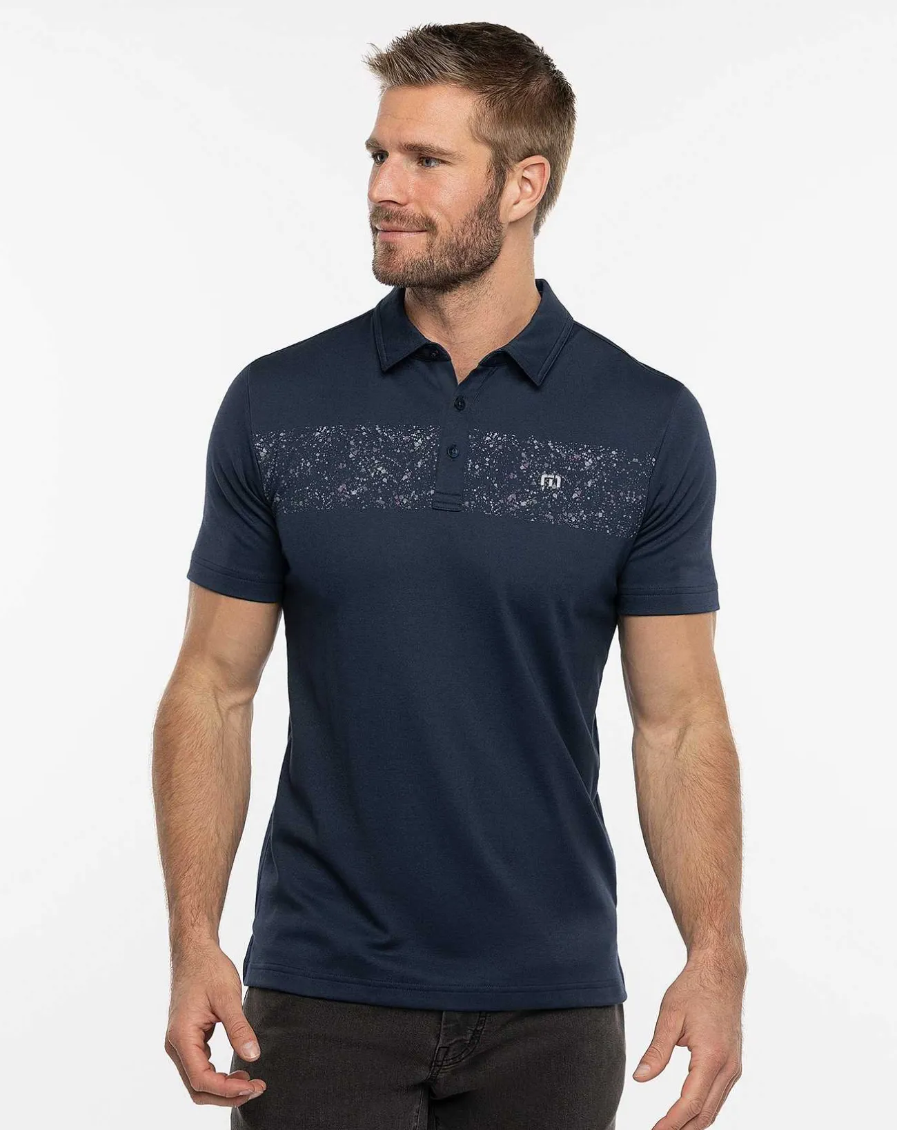 TravisMathew Polos>Splatter Stripe Polo
